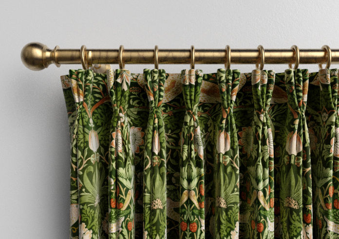 William Morris At Home Strawberry Thief Velvet, Nettle - Made to Measure Curtains - Image 11